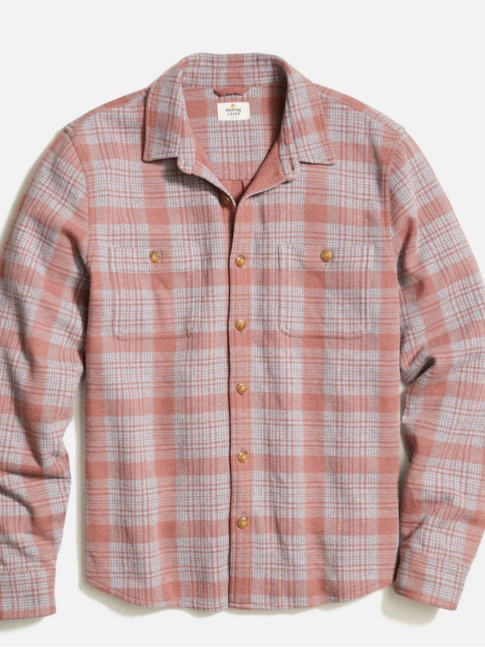 Marine Layer Pacifica Stretch Twill Overshirt - Marsala plaid - larger